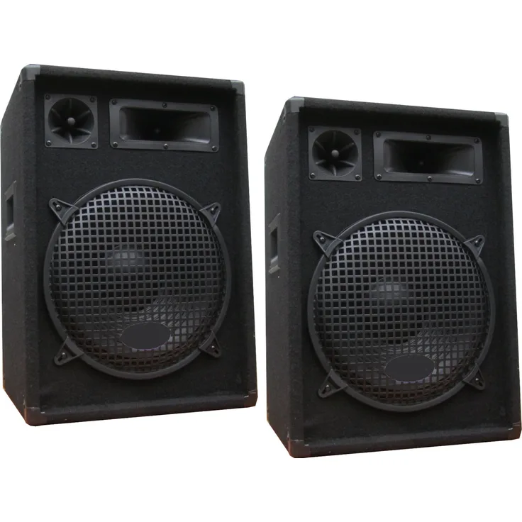 DSX PS600, 3-Wege PA Lautsprecher Boxen mit 600 Watt Leistung, 1x30 cm Bass, Schwarz, 2er Set