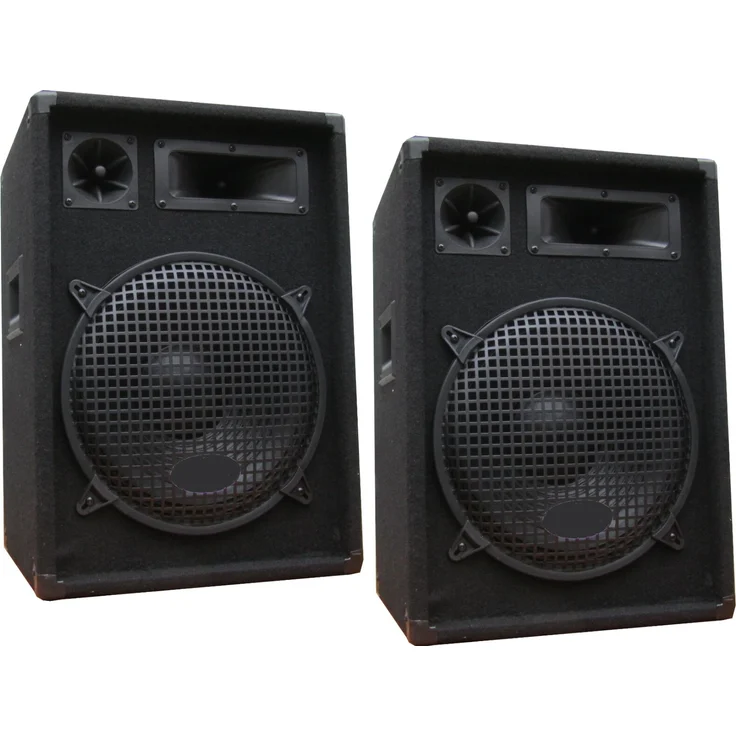 DSX PS600, 3-Wege PA Lautsprecher Boxen mit 600 Watt Leistung, 1x30 cm Bass, Schwarz, 2er Set