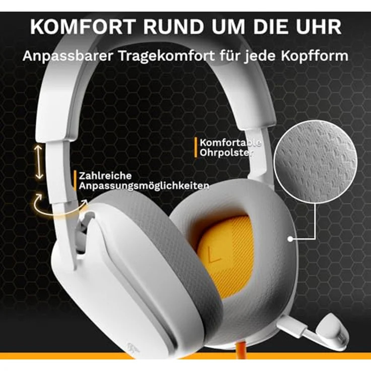 GLORIOUS GHS Eternal, Stereo-Gaming-Headset für PC, PS5, PS4, Xbox, Switch, abnehmbares Mikrofon, speziell abgestimmte Treiber, langlebig, ganztägiger Weiß – Bild 5