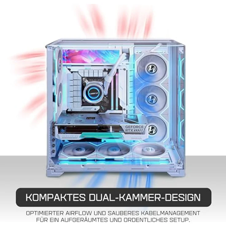 Lian Li O11 Vision Compact Gaming PC Gehäuse ATX Weiß - Midi Tower PC Gehäuse mit Tempered Glass, Grafikkarten bis 408 mm, bis zu 360 mm Radiatoren, Stahl, Aluminium, Gehärtetes Glas – Bild 4