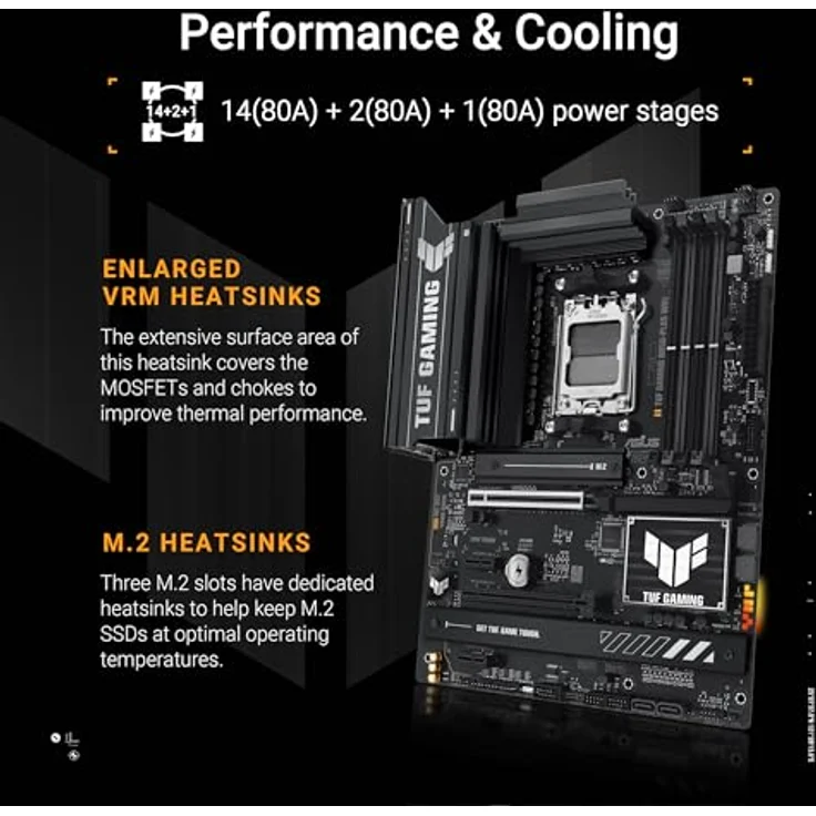 ASUS TUF Gaming B850-PLUS WiFi Mainboard Sockel AMD AM5 (AMD B850, ATX, PCIe 5.0, WiFi 7, 2X PCIe 4.0 M.2, Aura Sync) - Fortschrittliche AI-PCs, AMD Ryzen 9000/8000/7000, Verbesserte Stromversorgung, Ultraschnelle Konnektivität – Bild 3