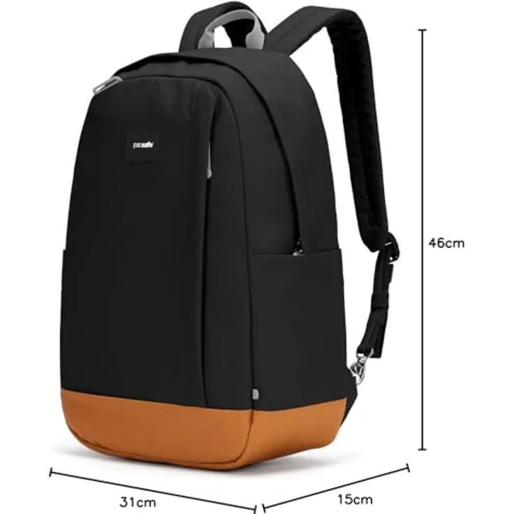 Pacsafe GO Notebook Rucksack 25l, Anti-Diebstahl Rucksack mit schnittfesten Materialien, gepolstertem Laptopfach und RFID-Schutz, Schwarz – Bild 13
