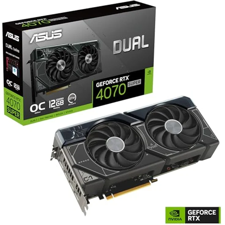 ASUS Dual GeForce RTX 4070 SUPER OC Edition 12GB GDDR6X Gaming Grafikkarte (Nvidia GeForce RTX4070 DLSS 3, PCIe 4.0, 1x HDMI 2.1a, 3x DisplayPort 1.4a, DUAL-RTX4070S-O12G, schwarz) – Bild 2