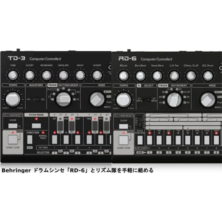 Behringer TD-3 BK, Analog-Synthesizer Clone der Roland TB-303 mit 16-Schritt Stepsequencer und Distortion Effekt, schwarz – Bild 6