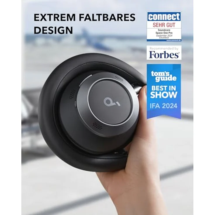 soundcore Space One Pro Kabellose Kopfhörer, Adaptives Noise Cancelling, 60h Akku, Hi-Res Wireless Audio LDAC, schwarz – Bild 2