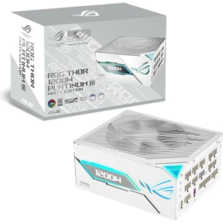 ASUS ROG THOR 1200W Platinum III White, Netzteil mit 1200 Watt, ATX 3.1, 80 Plus Platinum, voll modular – Bild 1