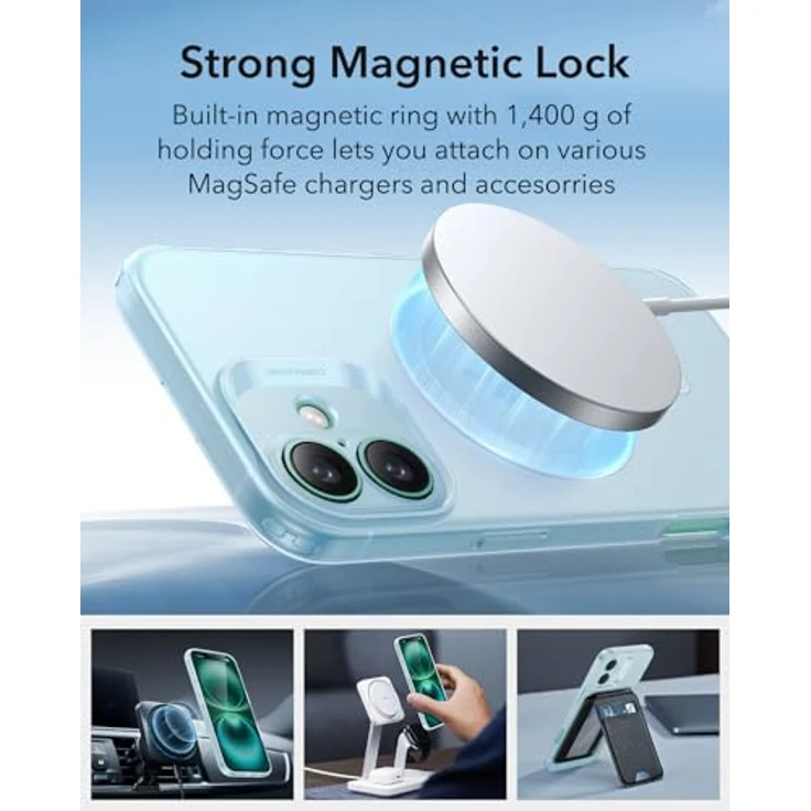 ESR iPhone 16 Hülle, kompatibel mit MagSafe, stoßfest, widerstandsfähig gegen Vergilbung und Kratzer, magnetisch, Zero Serie, Hellblau – Bild 5