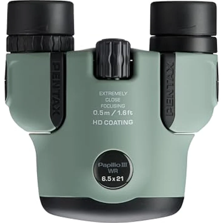 Pentax Papilio III, Fernglas 6,5 x 21, wetterbeständig, oliv, 50 cm Nahfokus, spritzwassergeschützt, HD-Vergütung – Bild 2