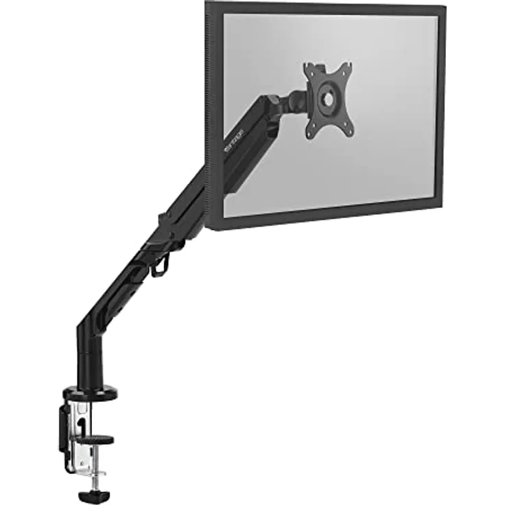 Vantage Premium Monitor Einzelarm Halterung (VESA 75 & 100, max. 3-12 kg, für 17-36 Zoll Bildschirme, mit Gasdruckfeder, drehbar, neigbar, schwenkbar) schwarz