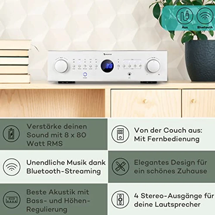 AMP-CD950 DG Digital-Multikanal-Verstärker 8x100W RMS BT Opt.-In Fernbedienung – Bild 3