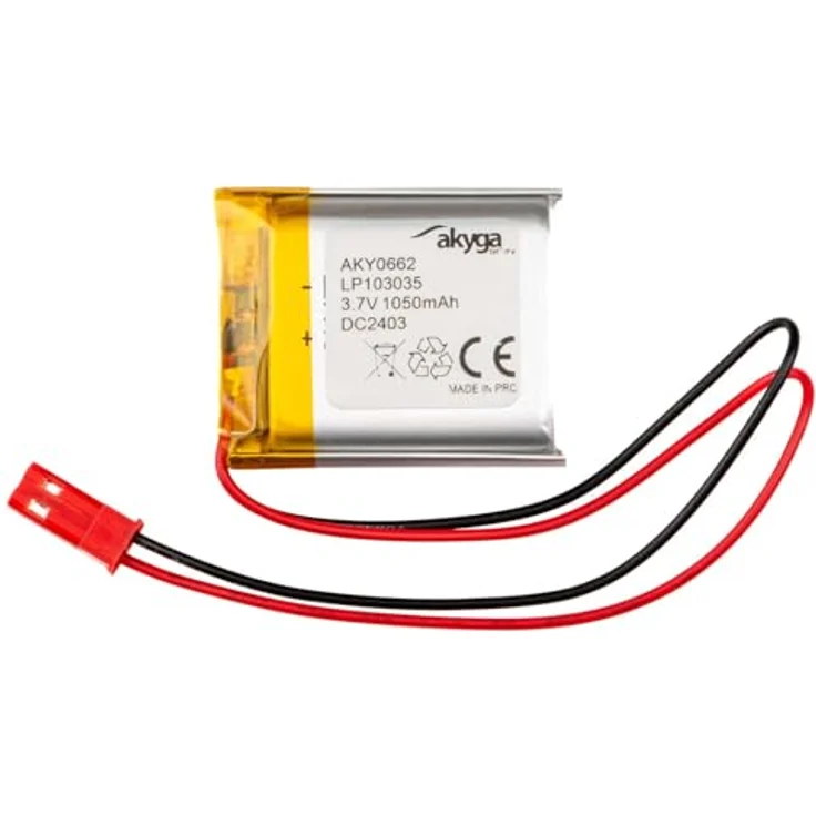 Akyga AKY0662, 3.7V 1050mAh Lithium Polymer Akku mit PCM und JST 2-Polig Anschluss, ideal für tragbare Geräte – Bild 1