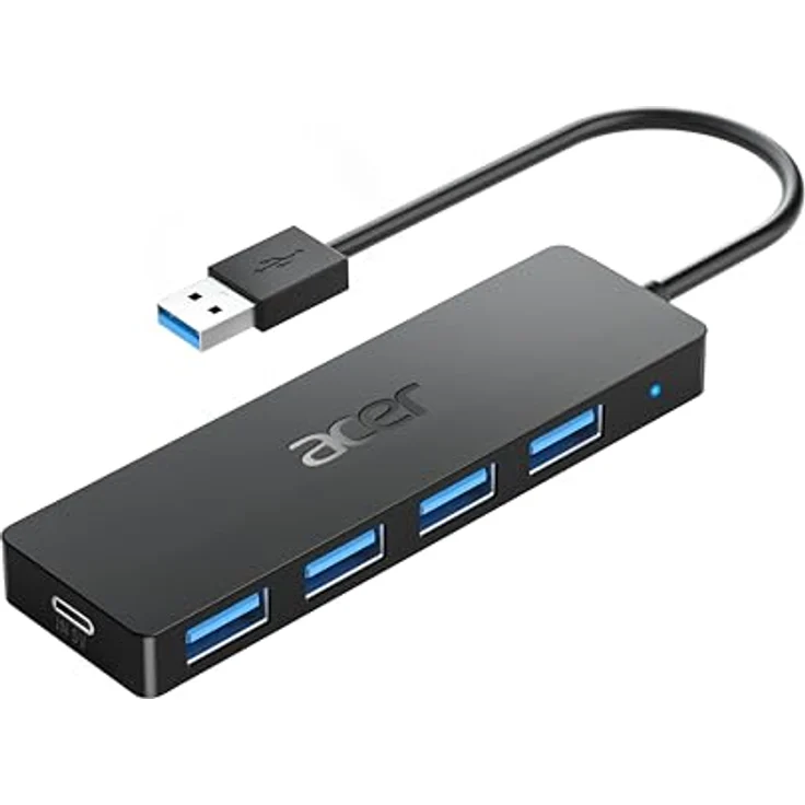 Acer Ultra Slim USB 3.0 HUB mit USB-C-Stromversorgung, 4 Ports Adapter für PC/Laptop, 5 Gbps Übertragungsgeschwindigkeit, tragbar, 20cm – Bild 1