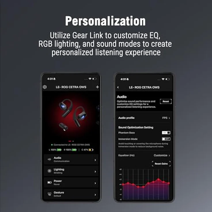 ASUS KOPFHÖRER ROG Cetra Open Wireless (16 h, Kabellos), Kopfhörer, Schwarz – Bild 10