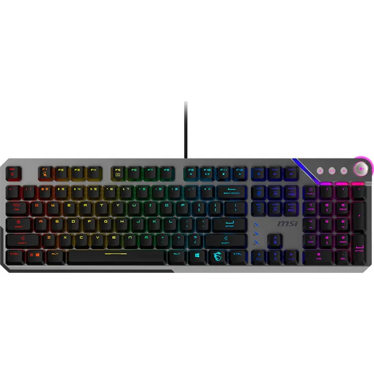 MSI STRIKE 600 Gaming-Tastatur, Kailh Midnight Pro Silent Tactile Switches, anpassbare RGB-Beleuchtung, Aluminium-Gehäuse, ergonomische Tastenkappen