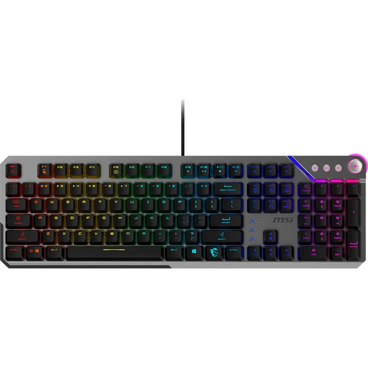 MSI STRIKE 600 Gaming-Tastatur, Kailh Midnight Pro Silent Tactile Switches, anpassbare RGB-Beleuchtung, Aluminium-Gehäuse, ergonomische Tastenkappen
