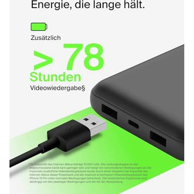 Belkin tragbares Ladegerät, 4-in-1-Power-Paket mit 20.000 mAh Power Bank, 25 W USB-C-Ladeblock, 60 W USB-C-Kabel und Reisetasche – schnelles Laden für mehrere Geräte, kompaktes Design – Bild 5