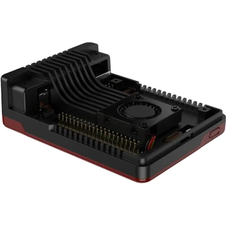 Argon40 NEO 5 BRED Aluminiumgehäuse für Raspberry Pi 5, passive/aktive Kühlung, 30mm PWM-Lüfter, schwarz-rot – Bild 2