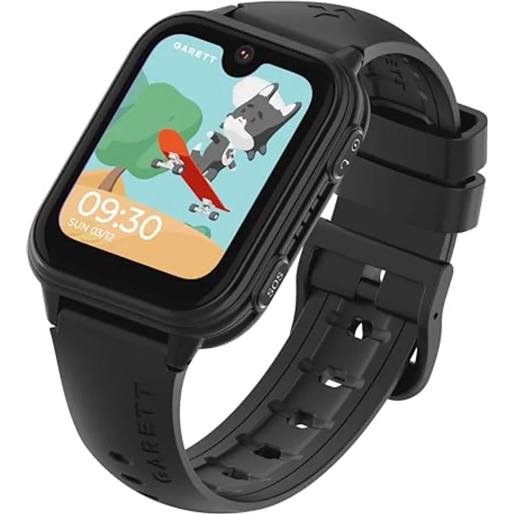 garett Smartwatch Kinder Vibe Schwarz, 1,78″ AMOLED-Display, 4G LTE, GPS, Videoanruf, SOS-Funktion, Face Unlock, 8 GB Speicher