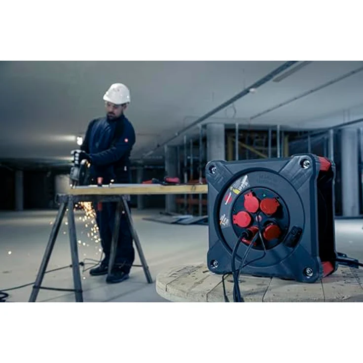 Brennenstuhl Professional Baustellen-Kabeltrommel KA 5100 5 IP44 (50m H07RN-F 3G1,5 Kabel in schwarz, 5 Schutzkontakt-Steckdosen, Made in Germany) – Bild 5
