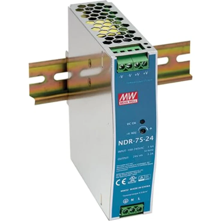 Mean Well NDR-75-12, DIN-Schienen-Netzteil mit 12 V DC Ausgangsspannung, 6,3 A Ausgangsstrom, 75,6 W Nennleistung