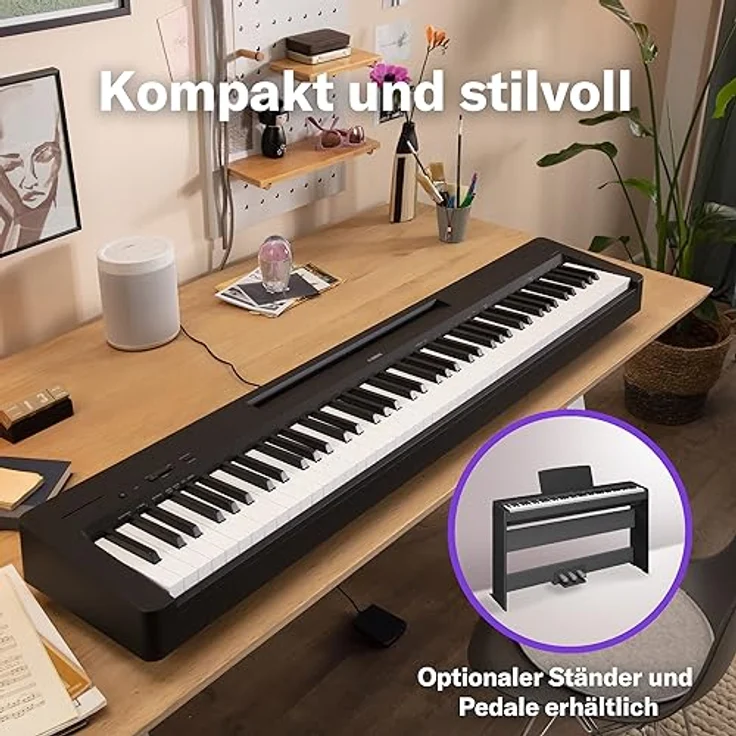 Yamaha Digitalpiano P-145B, schwarz, 88 gewichtete Tasten, inkl. Notenablage, Fußschalter und Netzadapter – Bild 3