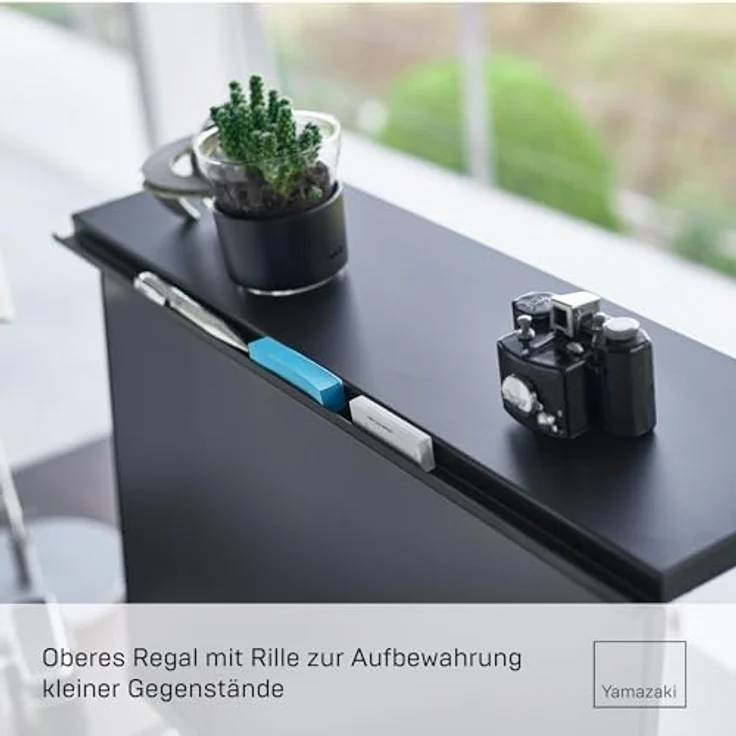 Yamazaki 1303 Tower, 2-stöckiger Monitorständer, schwarz, aus Stahl/Silikon/Polypropylen, 59 x 27,5 x 38-65 cm, minimalistisches Design – Bild 4