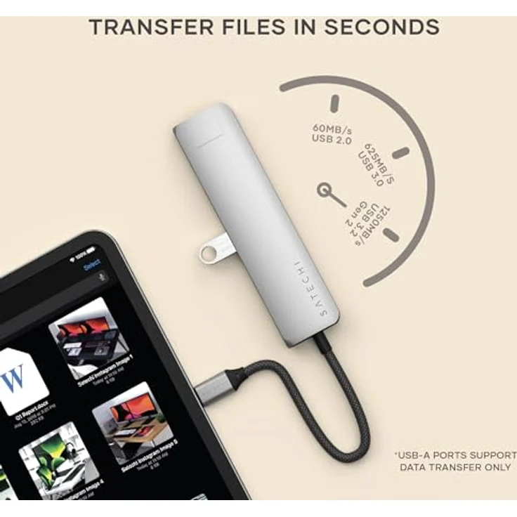 SATECHI 7 in 1 USB C Hub Multiport Adapter mit 4K HDMI, 100W PD Ladung, 2X USB-A Datenanschlüsse, Micro/SD Kartenleser - Space Gray – Bild 4