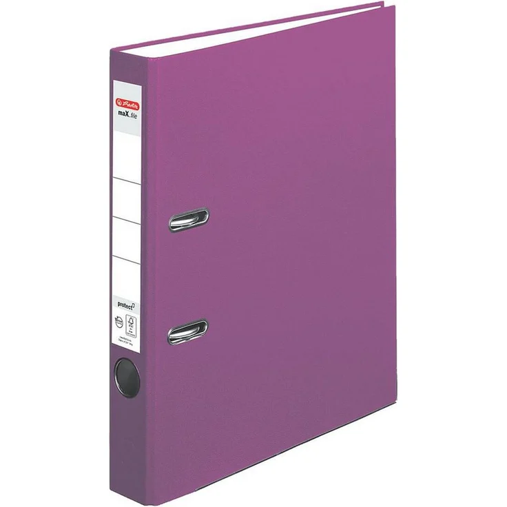Herlitz Aktenordner maX.file protect, schmal, DIN A4, mit Griffloch, Blattniederhalter, Raumsparschlitzen, Kantenschutz, auswechselbarem Rückenschild, Polypropylen, blau – Bild 1