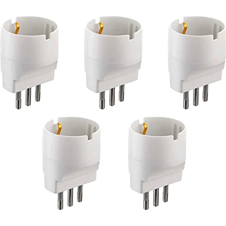 Electraline 92292. Set 5 Adapter von Schuko-Stecker klein 10 A, weiß