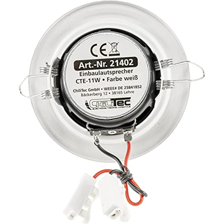 Decken- & Wand Einbaulautsprecher CTE-W weiß Metallschutzgitter Halteklammern 8 Ohm einfache Montage ( 106mm, 45 Watt, weiss) Einbau-Lautsprecher - 45 Watt - weiß – Bild 5
