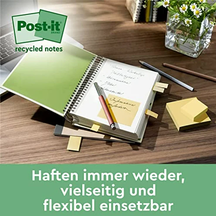 Post-it Super Sticky RSS12CY, Recycling Haftnotizen, extrastark, doppelt so stark haftend, bunt – Bild 8