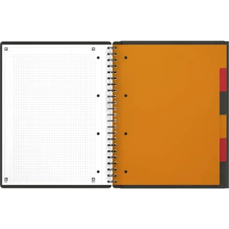 OXFORD Notizblock Kollegblock A4, 80g/qm mit 6 Trennblättern, 4-fach Lochung, schwarz, VE=80 Blatt – Bild 7