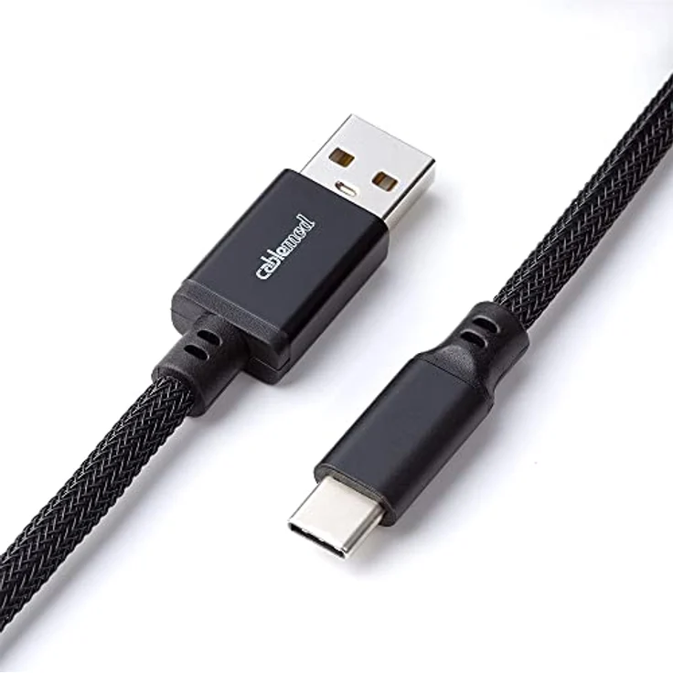 CableMod Classic Coiled Keyboard Cable - Spiralkabel für Tastatur USB C auf USB Typ A - Gaming Tastaturkabel 1,5m Lange - Hohe Lebensdauer - Schwarz – Bild 4