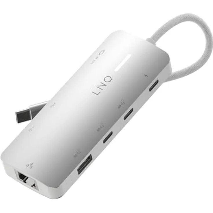 Linq LINQ Connects 8-in-1 Pro Studio-C Multiport-Hub mit 100W Power Delivery, 8K HDMI, 2.5GbE Ethernet und 10Gbps USB-C, geeignet für Laptops und Tablets