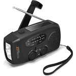 Technaxx Kurbelradio mit Handyladefunktion Solar Radio TX-238 - Tragbares Baustellenradio Notfallradio mit LED-Taschenlampe, USB-A Ausgang zum Laden von Mobilgeräten, Solarpanel,Handschlaufe