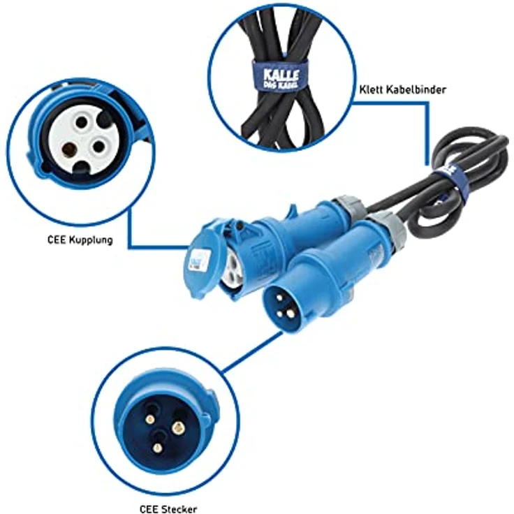 KALLE DAS KABEL CEE-Campingkabeltrommel KTG H07RN-F 3G 2,5mm² 25m, IP44, Made in Niedersachsen, blau – Bild 4