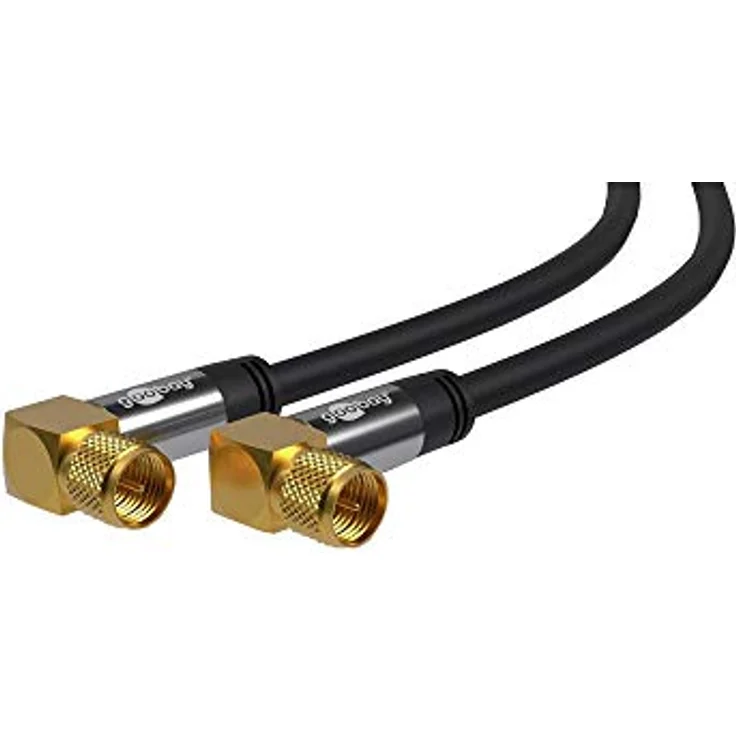 Goobay 70567 1m Satellitenkabel mit 90 Grad gewinkelten F-Stecker für DVB-S Receiver, 75 Ohm, Kabelinternet Modem, Router Schwarz – Bild 2