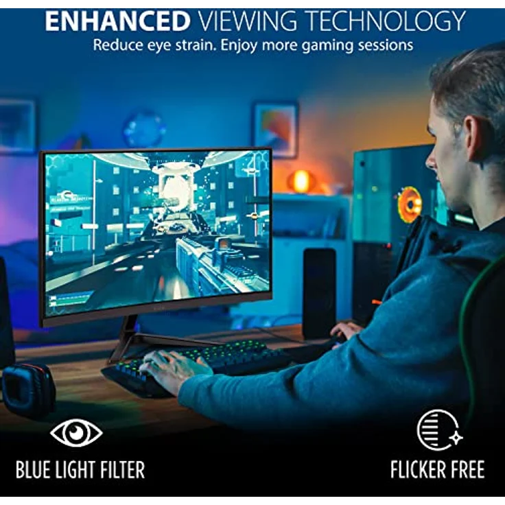 ViewSonic VX2418C 60,5 cm (24 Zoll) Curved Gaming-Monitor (Full-HD, FreeSync Premium, 1 ms, 165 Hz, HDMI, DP, geringer Input Lag, Lautsprecher) Schwarz – Bild 4