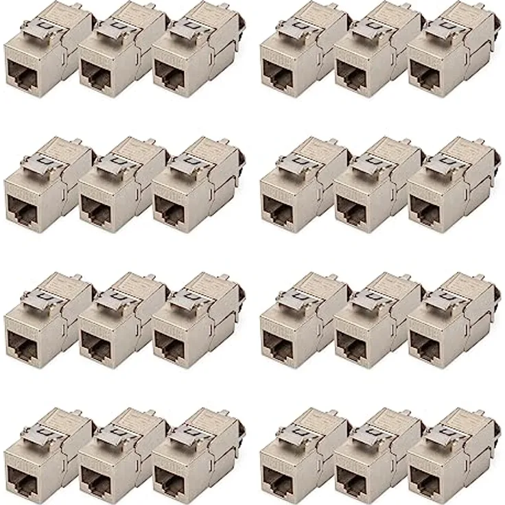 DIGITUS Keystone-Modul Cat-6A Geschirmt - 24 Stück - RJ45 - Designfähig - 500 MHz 10GBase-T - Metallclip - Werkzeugfrei