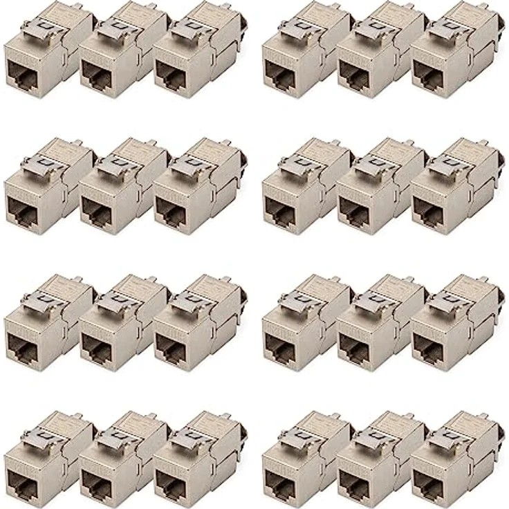 DIGITUS Keystone-Modul Cat-6A Geschirmt - 24 Stück - RJ45 - Designfähig - 500 MHz 10GBase-T - Metallclip - Werkzeugfrei – Bild 1