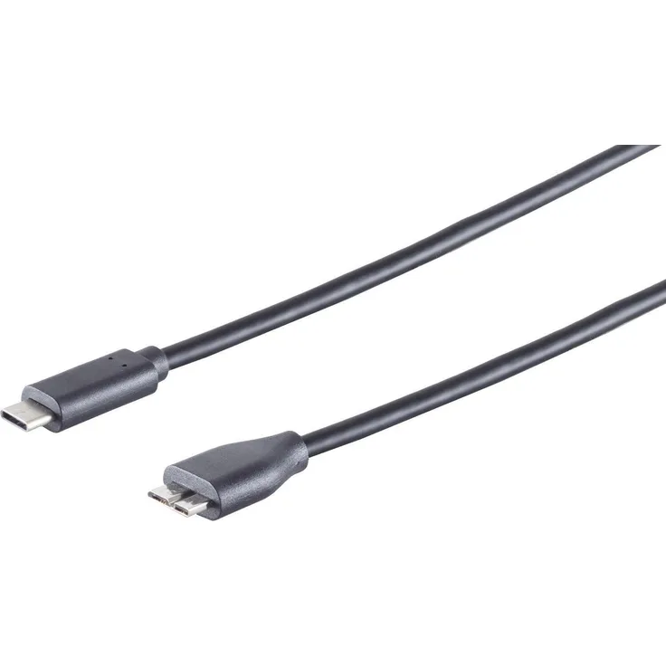 S-CONN 77142-1.0, 1 m USB-Kabel, USB C zu Micro-USB B, USB 3.2 Gen 2, Schwarz