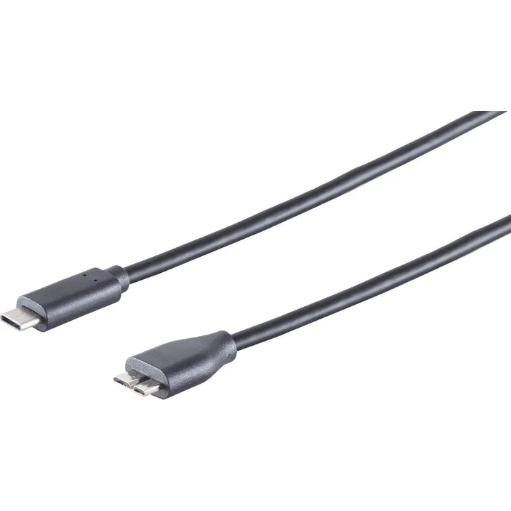 S-CONN 77142-1.0, 1 m USB-Kabel, USB C zu Micro-USB B, USB 3.2 Gen 2, Schwarz