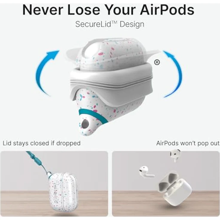 Catalyst Waterproof & Drop Proof Case für AirPods Pro (2. Generation) Special Edition mit kabellosem Laden, Soft Skin und Karabiner (Funfetti) – Bild 3