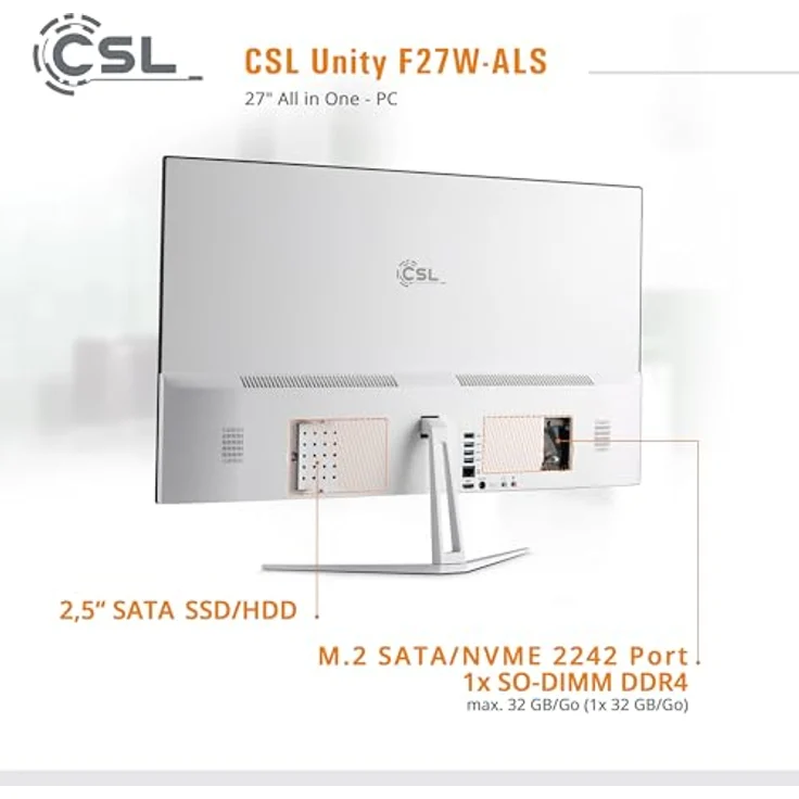 CSL-Computer Unity F27W-ALS All-in-One-PC - 27 Zoll Full HD, Intel N200 CPU, 2000 GB SSD, 32 GB RAM, Windows 11 Pro, weiß – Bild 5