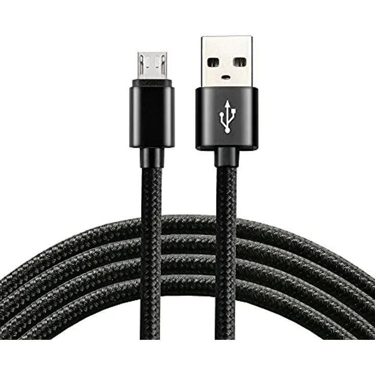 everActive Micro USB Kabel, Nylonkabel, schnelles Laden mit bis zu 2,4 A, 200 cm lang, schwarz, Modell: CBB-2MB