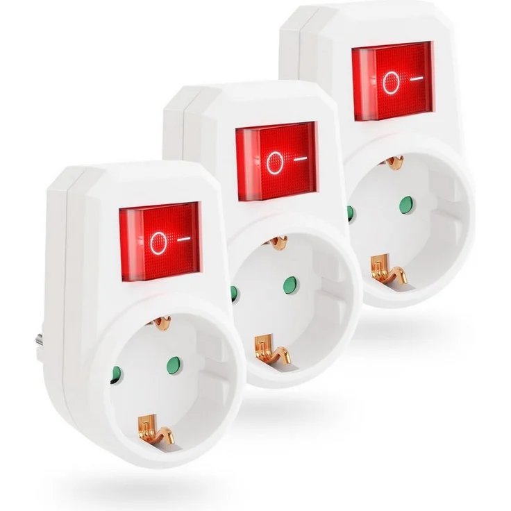 greate. 3x 1fach Steckdosenadapter mit Schalter - Zwischenschalter ohne Kabel Mehrfachsteckdose – Bild 1