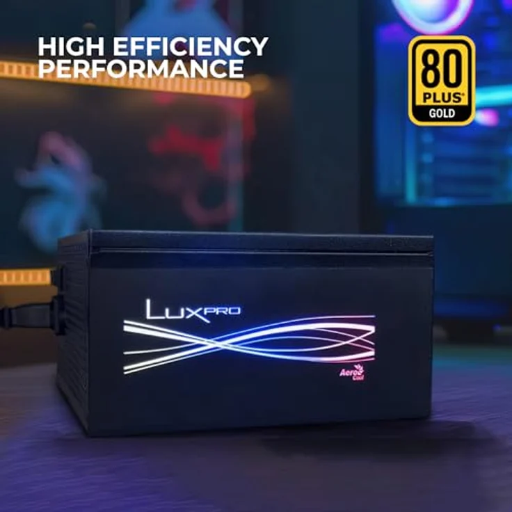 Aerocool LUXPRORGB1000M, Semi-Modulares RGB Netzteil, 1000W, 80Plus Gold, ATX 3.0, PCIe 5.0, ARGB kompatibel, Schwarz – Bild 2