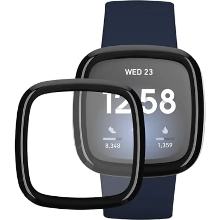 kwmobile 2X Transparente Displayschutzfolie für Fitbit Versa 3 - Stoßfest, Anti-Fingerabdruck, einfach zu installieren – Bild 1