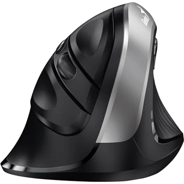 Genius Ergo 8250S, Ergonomische kabellose USB-Maus mit optischem Sensor und 1600 dpi, schwarz-silber – Bild 2