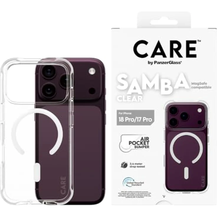 CARE by PanzerGlass Samba Case Transparent mit MagSafe für Apple iPhone 18 Pro | 17 Pro, kratzfest, stoßfest, selbstheilendes TPU-Material – Bild 2